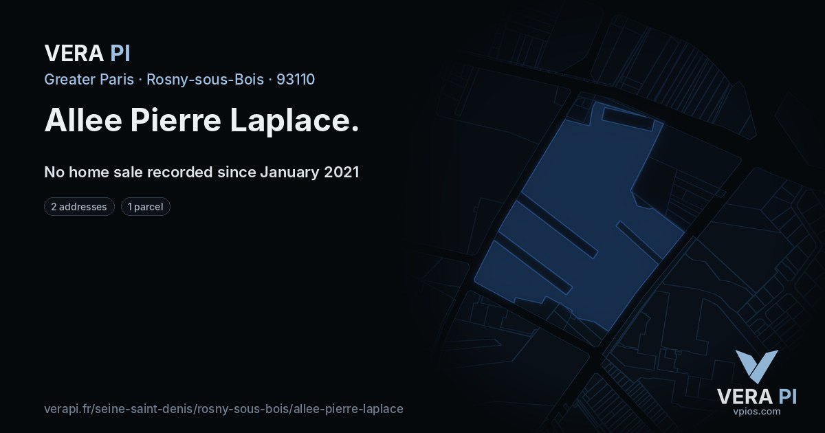 Allee Pierre Laplace, Rosny-sous-Bois at night – every parcel coloured by the prices around it, the street's own parcels lit