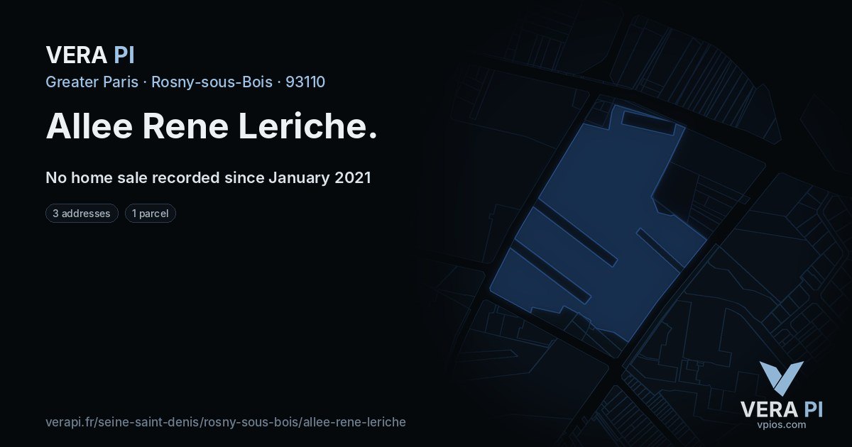 Allee Rene Leriche, Rosny-sous-Bois at night – every parcel coloured by the prices around it, the street's own parcels lit