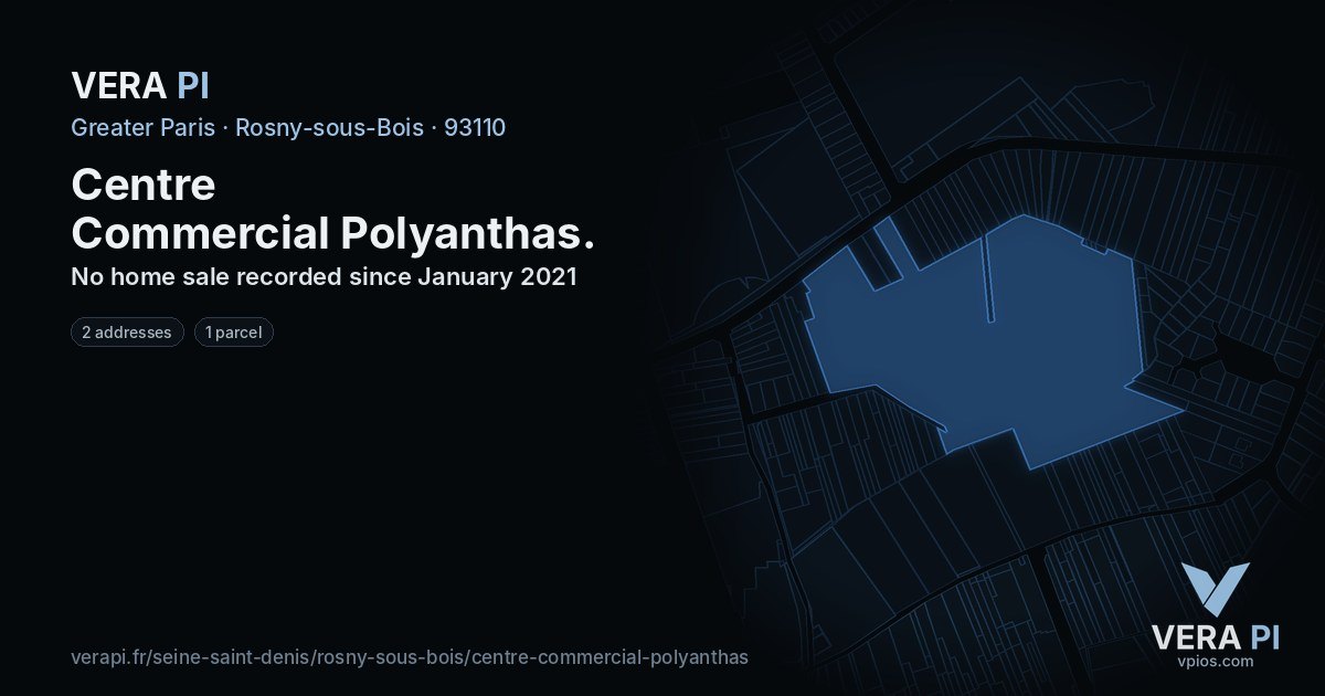 Centre Commercial Polyanthas, Rosny-sous-Bois at night – every parcel coloured by the prices around it, the street's own parcels lit