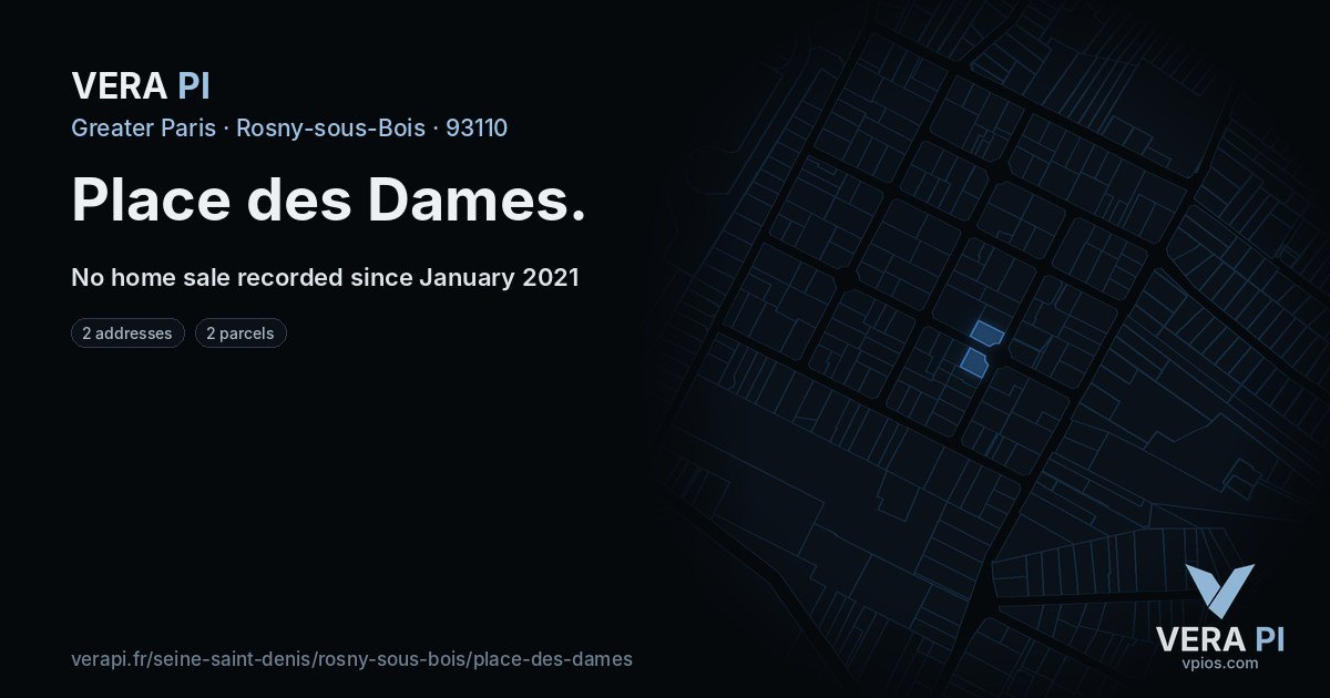Place des Dames, Rosny-sous-Bois at night – every parcel coloured by the prices around it, the street's own parcels lit