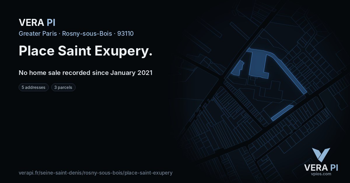 Place Saint Exupery, Rosny-sous-Bois at night – every parcel coloured by the prices around it, the street's own parcels lit