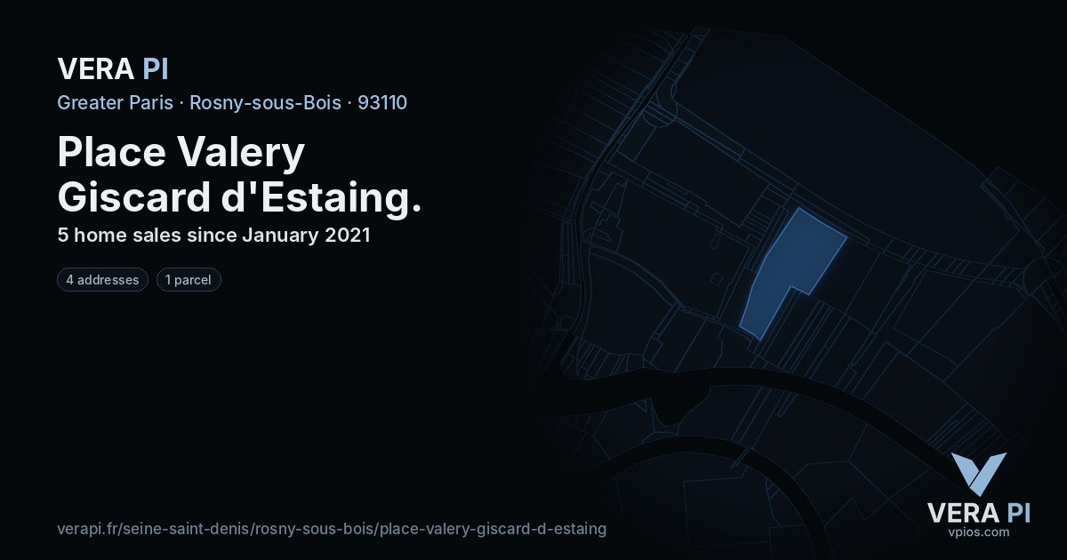 Place Valery Giscard d'Estaing, Rosny-sous-Bois at night – every parcel coloured by the prices around it, the street's own parcels lit