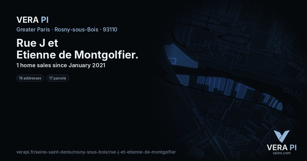 Rue J et Etienne de Montgolfier, Rosny-sous-Bois at night – every parcel coloured by the prices around it, the street's own parcels lit