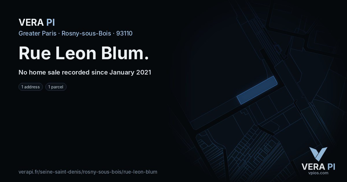 Rue Leon Blum, Rosny-sous-Bois at night – every parcel coloured by the prices around it, the street's own parcels lit