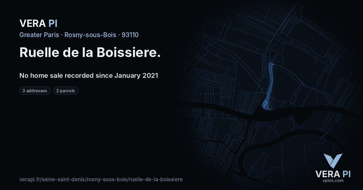 Ruelle de la Boissiere, Rosny-sous-Bois at night – every parcel coloured by the prices around it, the street's own parcels lit