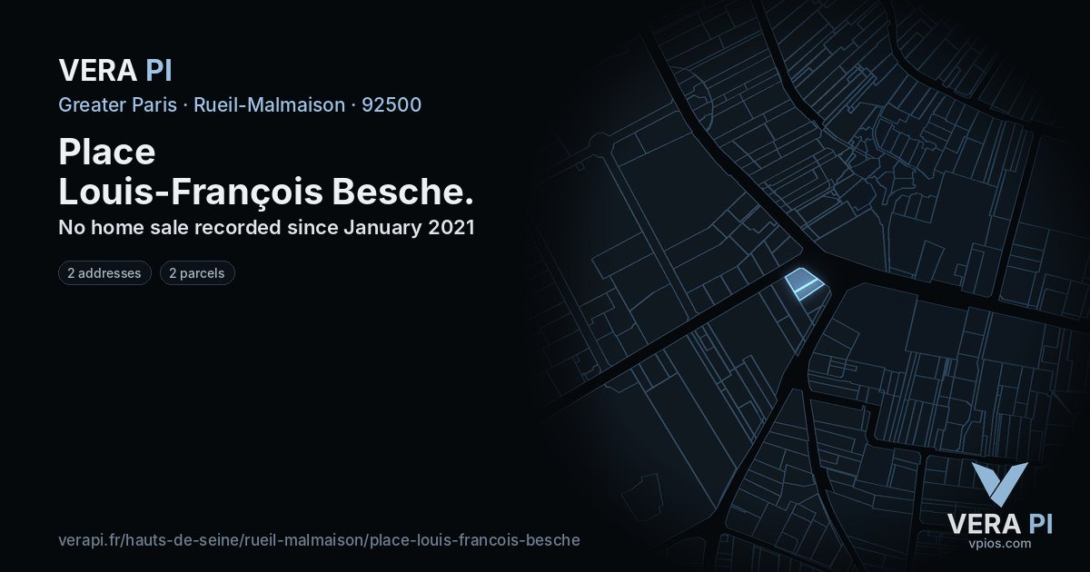 Place Louis-François Besche, Rueil-Malmaison at night – every parcel coloured by the prices around it, the street's own parcels lit