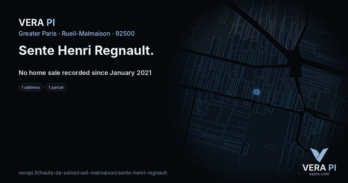 Sente Henri Regnault, Rueil-Malmaison at night – every parcel coloured by the prices around it, the street's own parcels lit