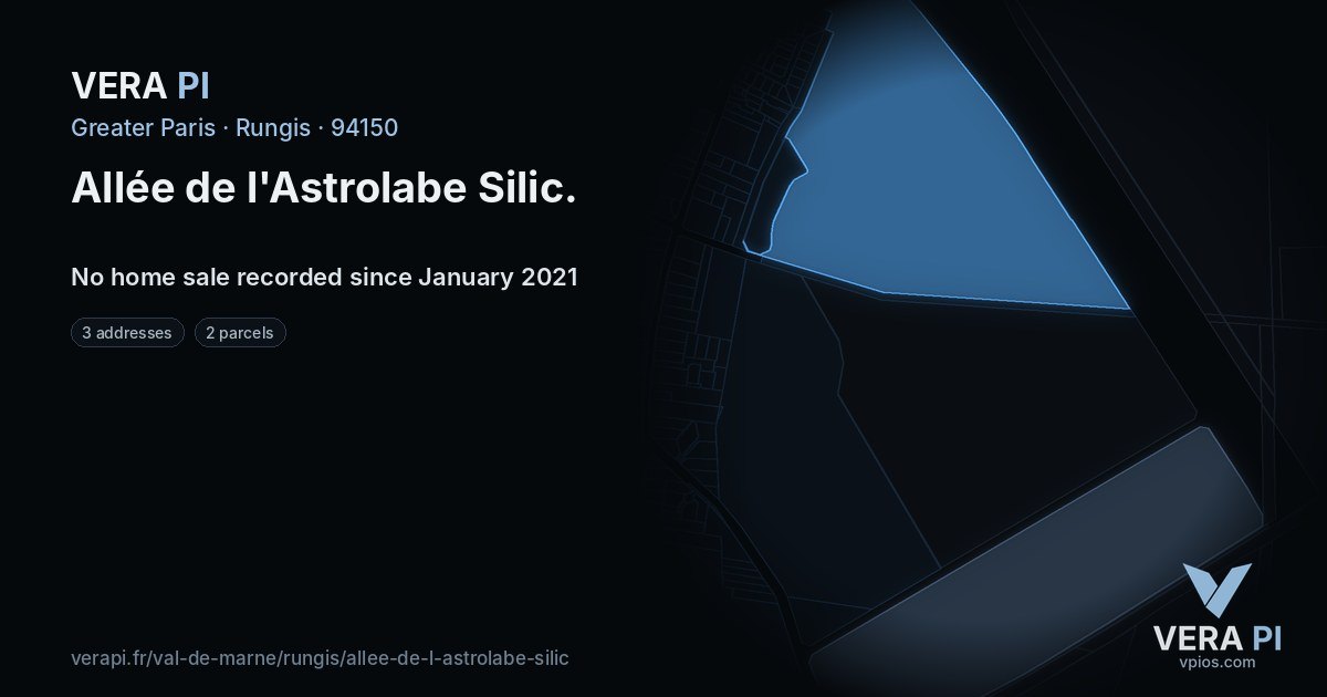 Allée de l'Astrolabe Silic, Rungis at night – every parcel coloured by the prices around it, the street's own parcels lit