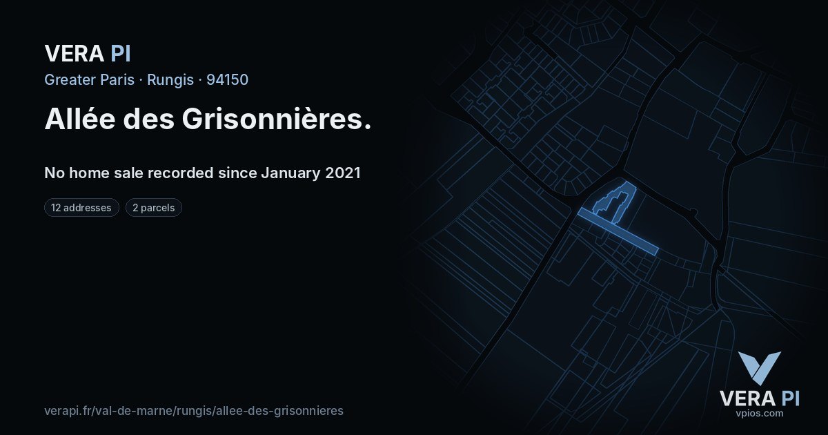 Allée des Grisonnières, Rungis at night – every parcel coloured by the prices around it, the street's own parcels lit