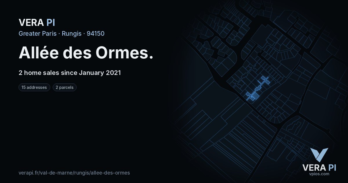 Allée des Ormes, Rungis at night – every parcel coloured by the prices around it, the street's own parcels lit