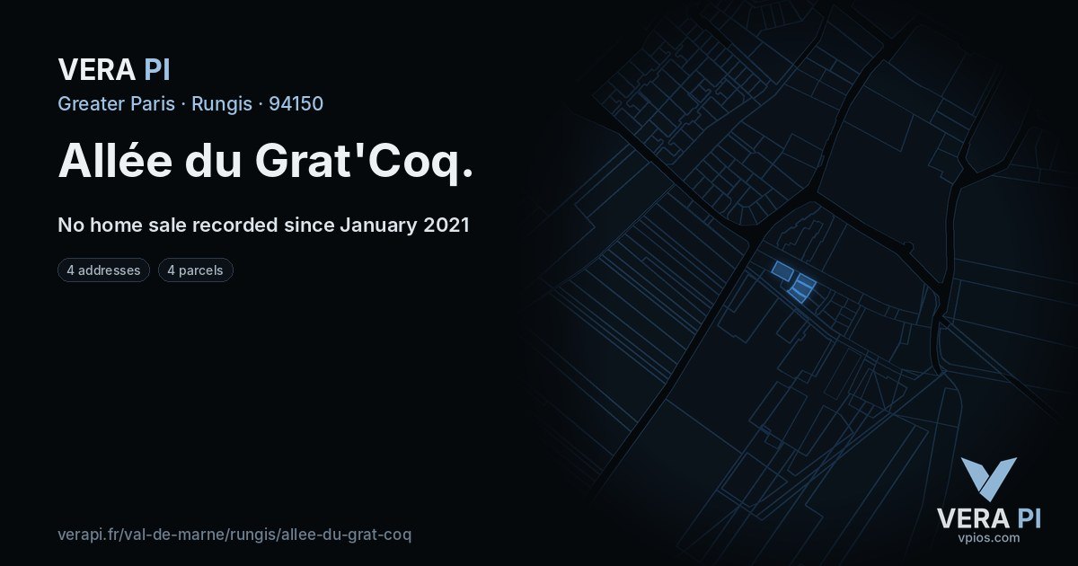 Allée du Grat'Coq, Rungis at night – every parcel coloured by the prices around it, the street's own parcels lit