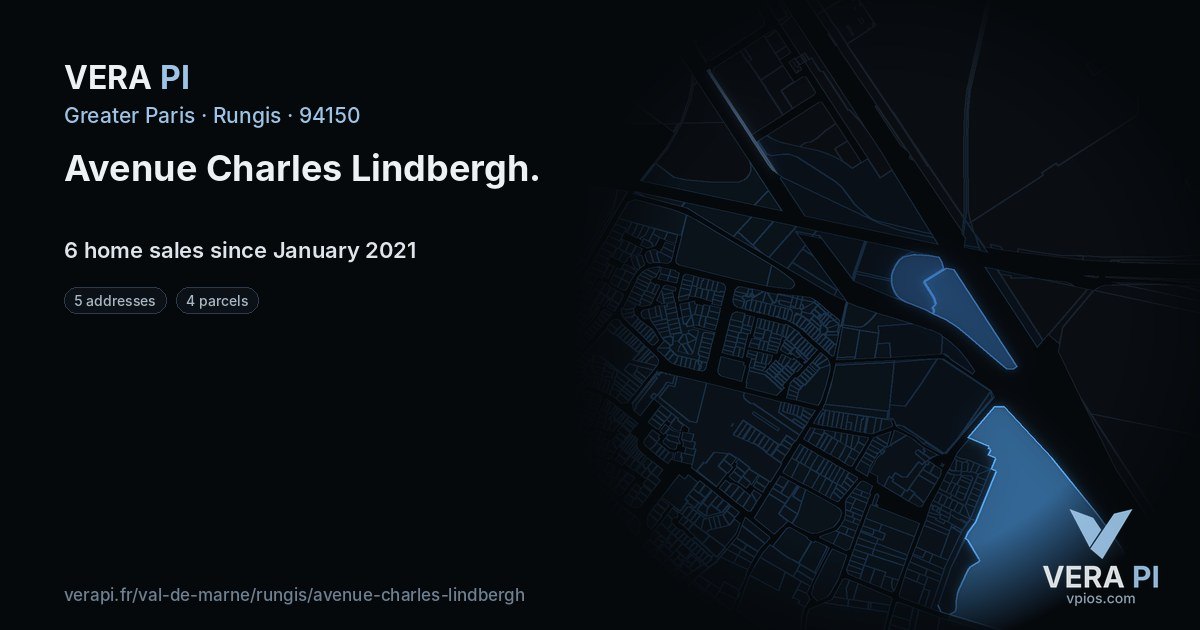 Avenue Charles Lindbergh, Rungis at night – every parcel coloured by the prices around it, the street's own parcels lit