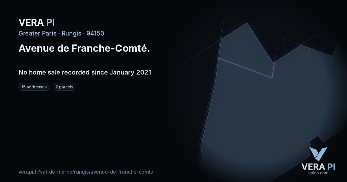 Avenue de Franche-Comté, Rungis at night – every parcel coloured by the prices around it, the street's own parcels lit