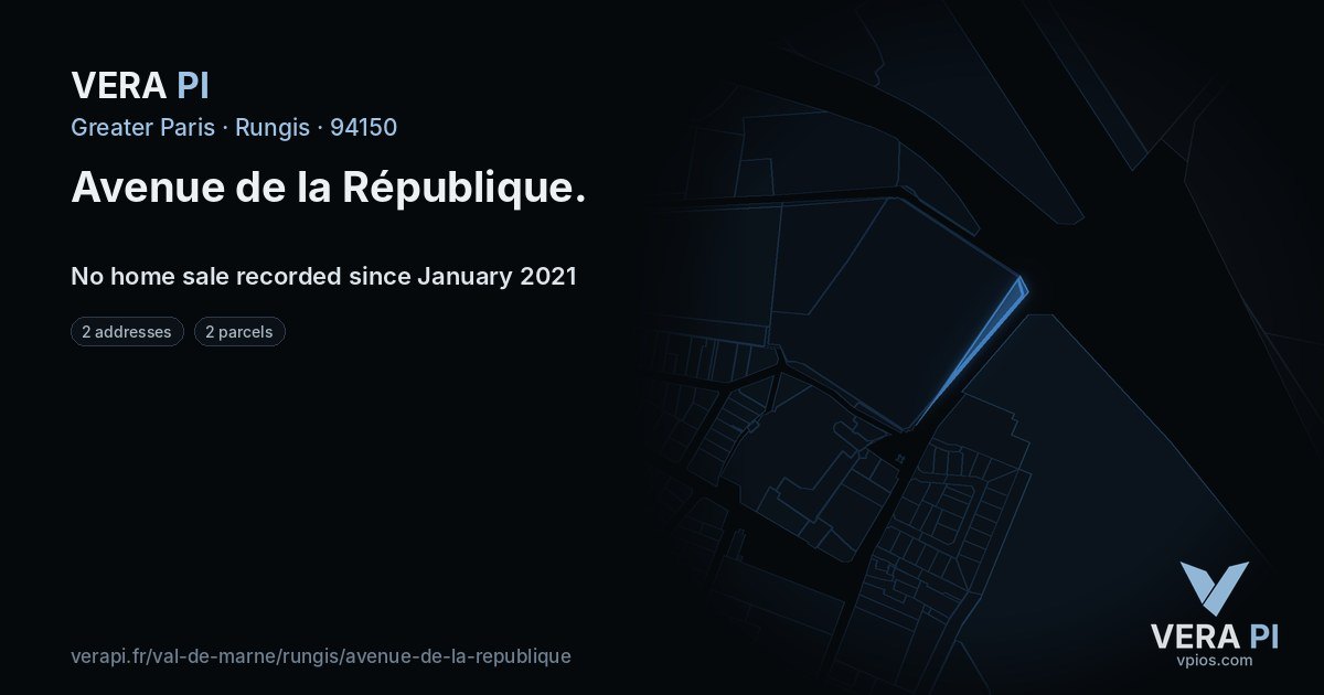 Avenue de la République, Rungis at night – every parcel coloured by the prices around it, the street's own parcels lit