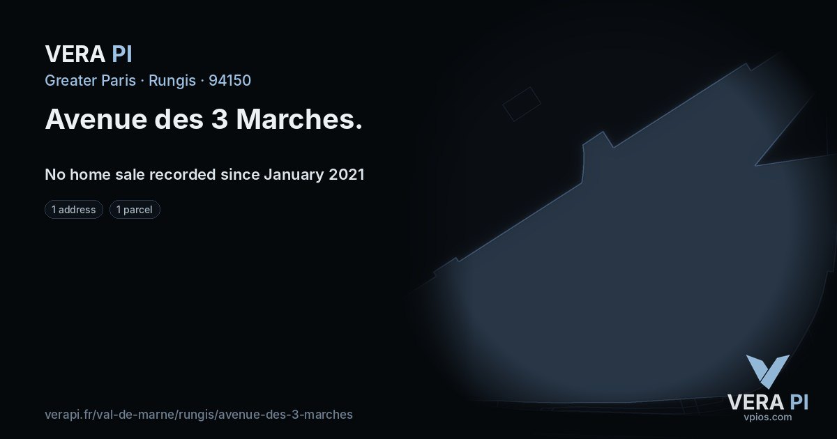 Avenue des 3 Marches, Rungis at night – every parcel coloured by the prices around it, the street's own parcels lit