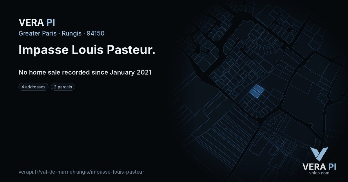 Impasse Louis Pasteur, Rungis at night – every parcel coloured by the prices around it, the street's own parcels lit