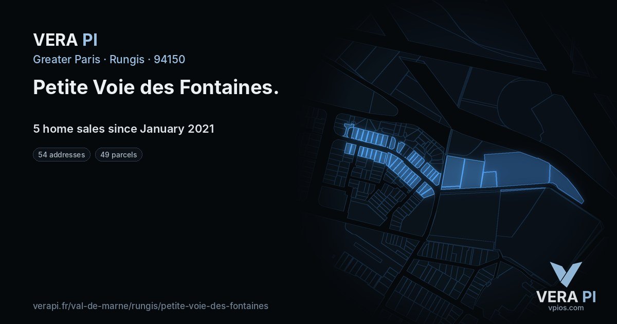 Petite Voie des Fontaines, Rungis at night – every parcel coloured by the prices around it, the street's own parcels lit