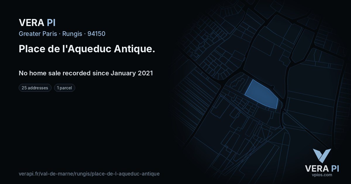 Place de l'Aqueduc Antique, Rungis at night – every parcel coloured by the prices around it, the street's own parcels lit