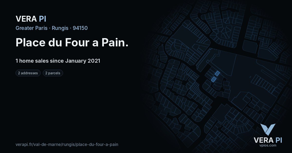 Place du Four a Pain, Rungis at night – every parcel coloured by the prices around it, the street's own parcels lit