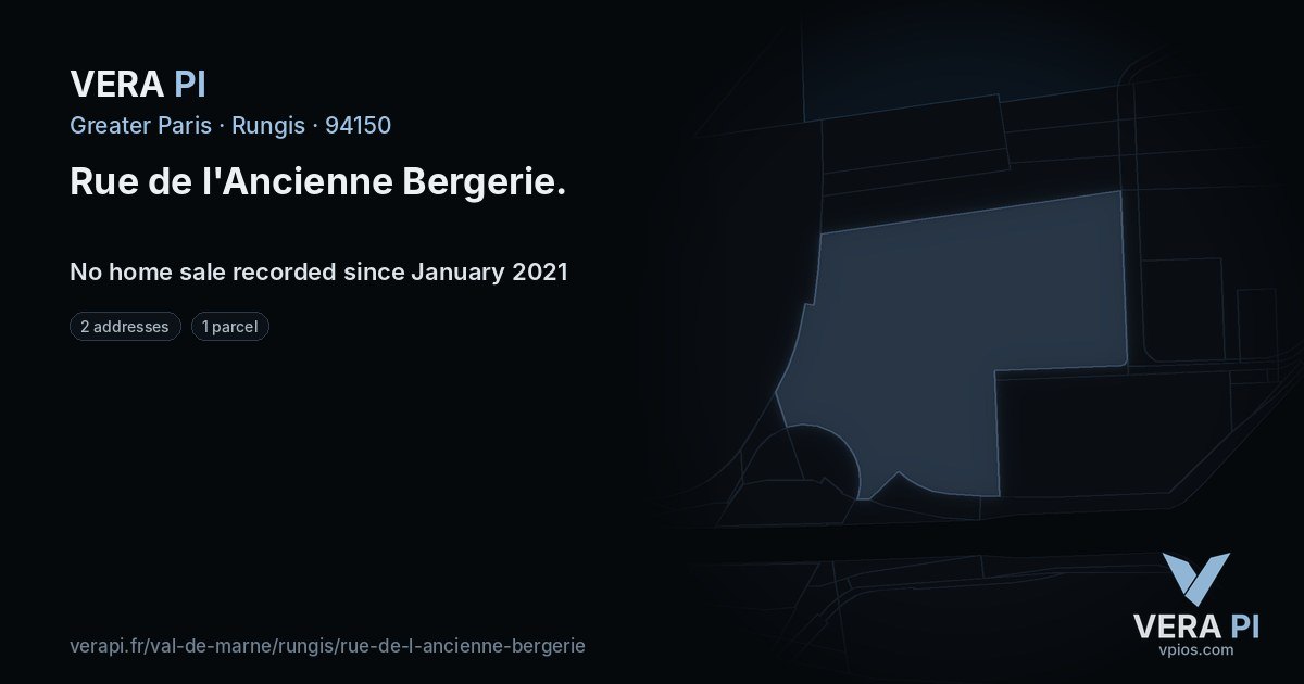 Rue de l'Ancienne Bergerie, Rungis at night – every parcel coloured by the prices around it, the street's own parcels lit