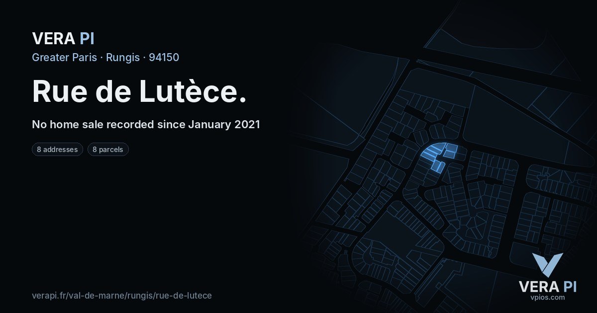 Rue de Lutèce, Rungis at night – every parcel coloured by the prices around it, the street's own parcels lit