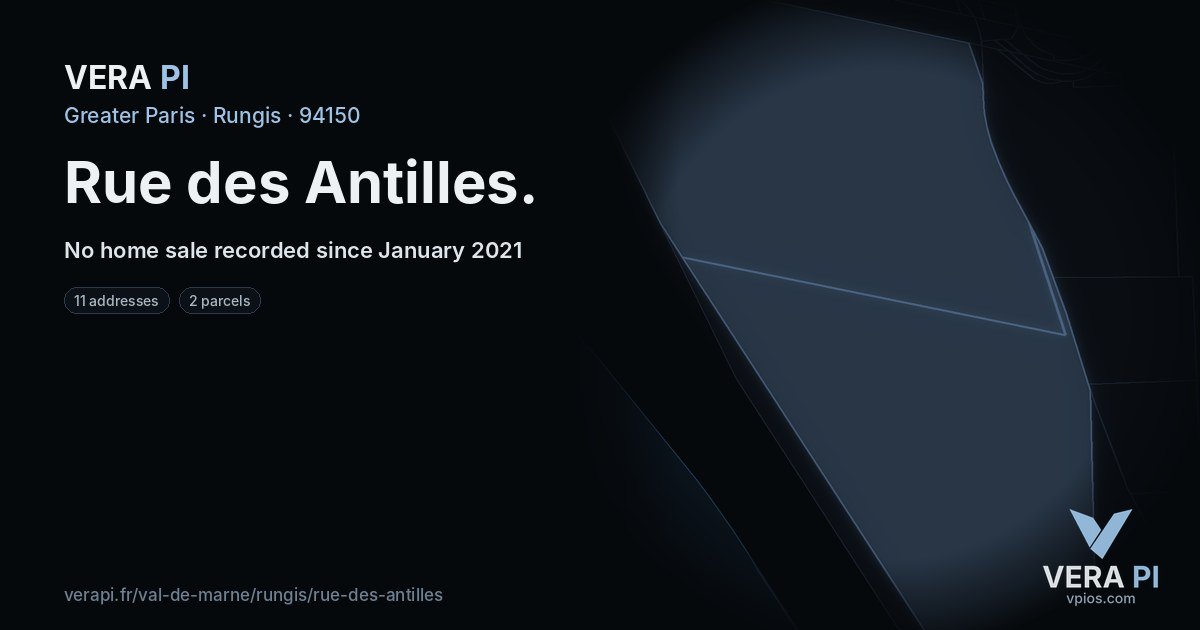 Rue des Antilles, Rungis at night – every parcel coloured by the prices around it, the street's own parcels lit