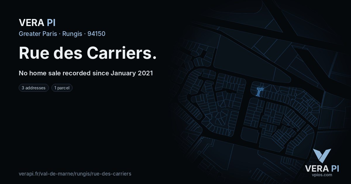 Rue des Carriers, Rungis at night – every parcel coloured by the prices around it, the street's own parcels lit