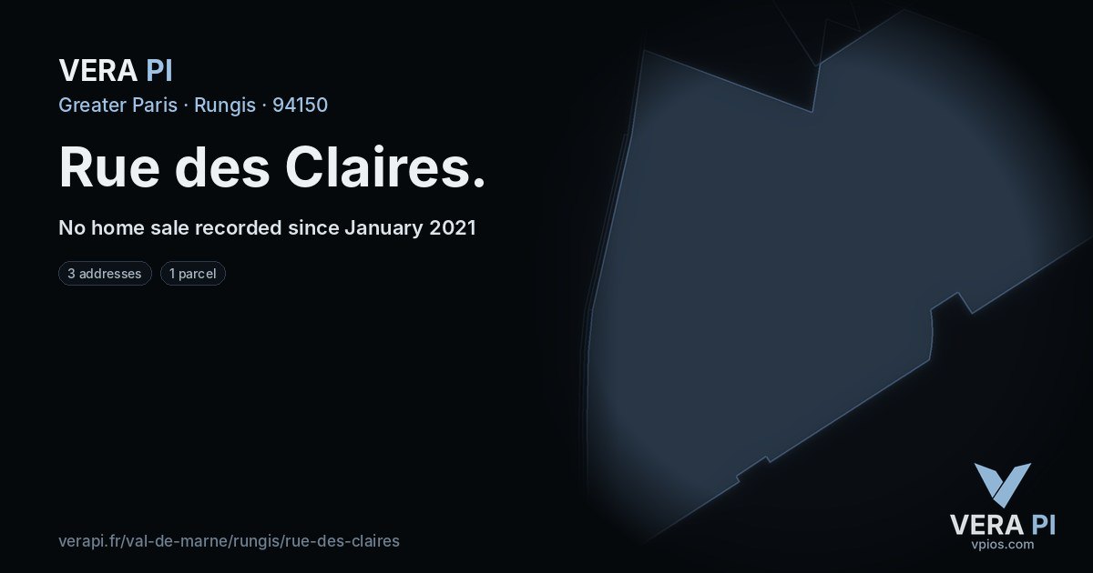 Rue des Claires, Rungis at night – every parcel coloured by the prices around it, the street's own parcels lit