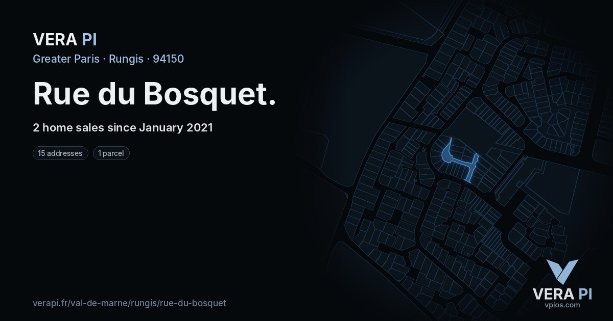 Rue du Bosquet, Rungis at night – every parcel coloured by the prices around it, the street's own parcels lit