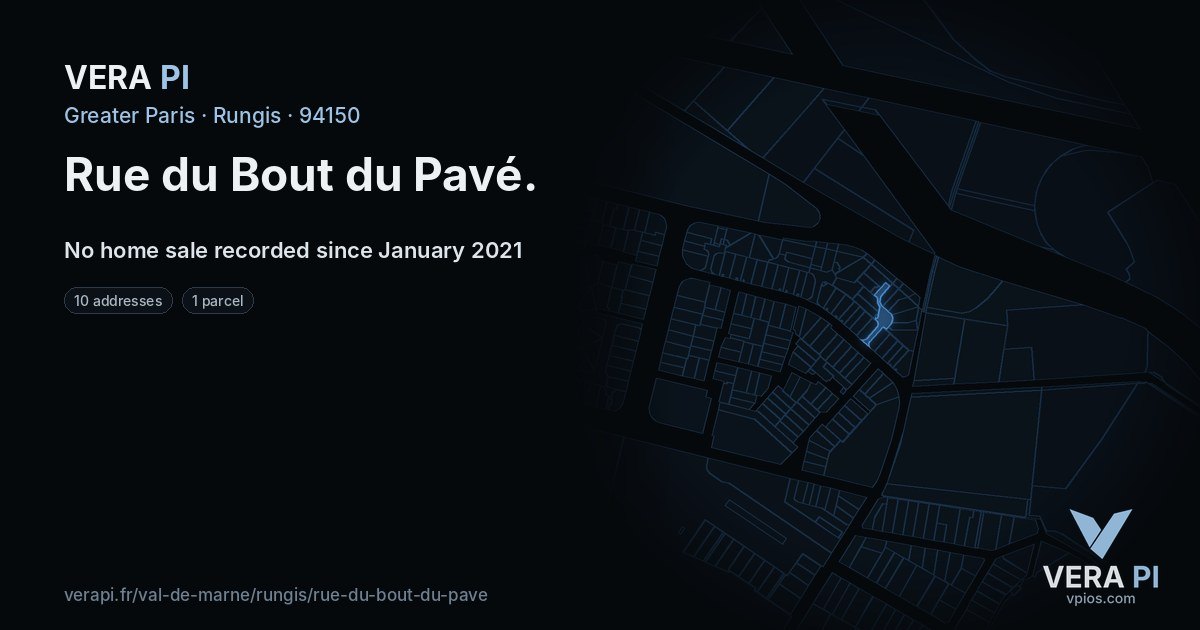 Rue du Bout du Pavé, Rungis at night – every parcel coloured by the prices around it, the street's own parcels lit