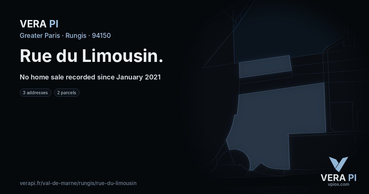 Rue du Limousin, Rungis at night – every parcel coloured by the prices around it, the street's own parcels lit