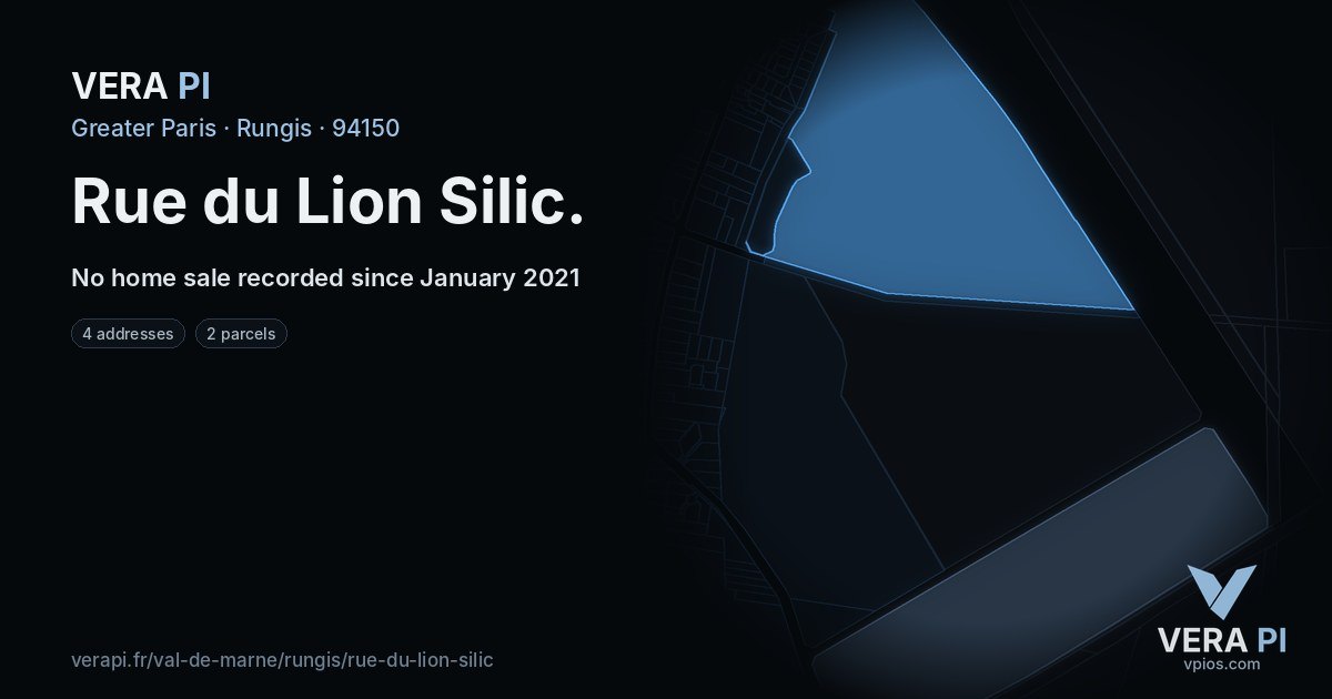 Rue du Lion Silic, Rungis at night – every parcel coloured by the prices around it, the street's own parcels lit