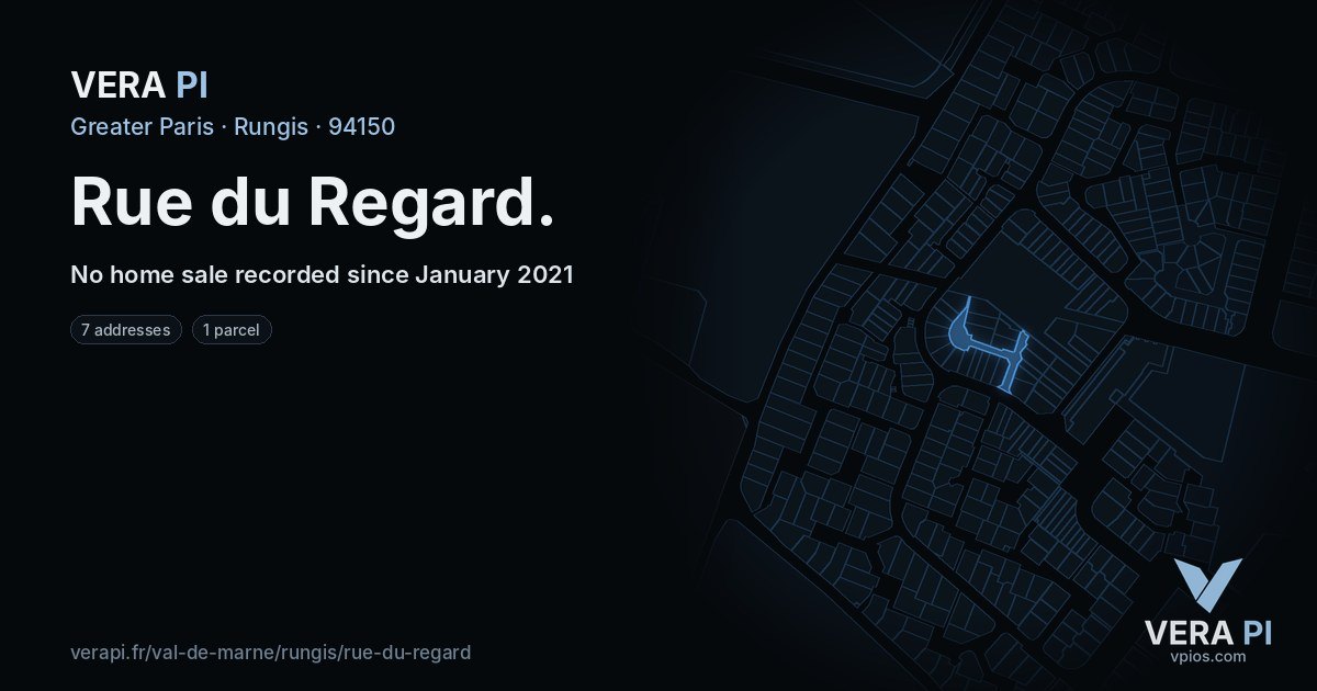 Rue du Regard, Rungis at night – every parcel coloured by the prices around it, the street's own parcels lit