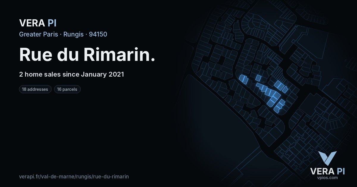 Rue du Rimarin, Rungis at night – every parcel coloured by the prices around it, the street's own parcels lit