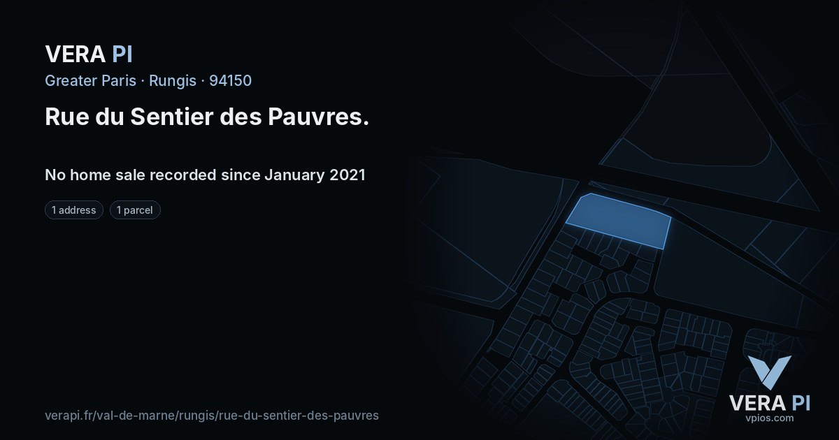 Rue du Sentier des Pauvres, Rungis at night – every parcel coloured by the prices around it, the street's own parcels lit