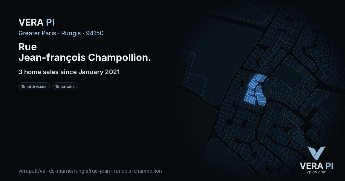 Rue Jean-françois Champollion, Rungis at night – every parcel coloured by the prices around it, the street's own parcels lit