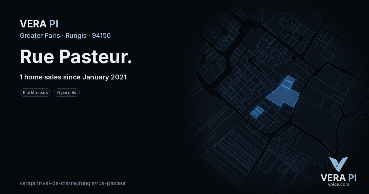 Rue Pasteur, Rungis at night – every parcel coloured by the prices around it, the street's own parcels lit