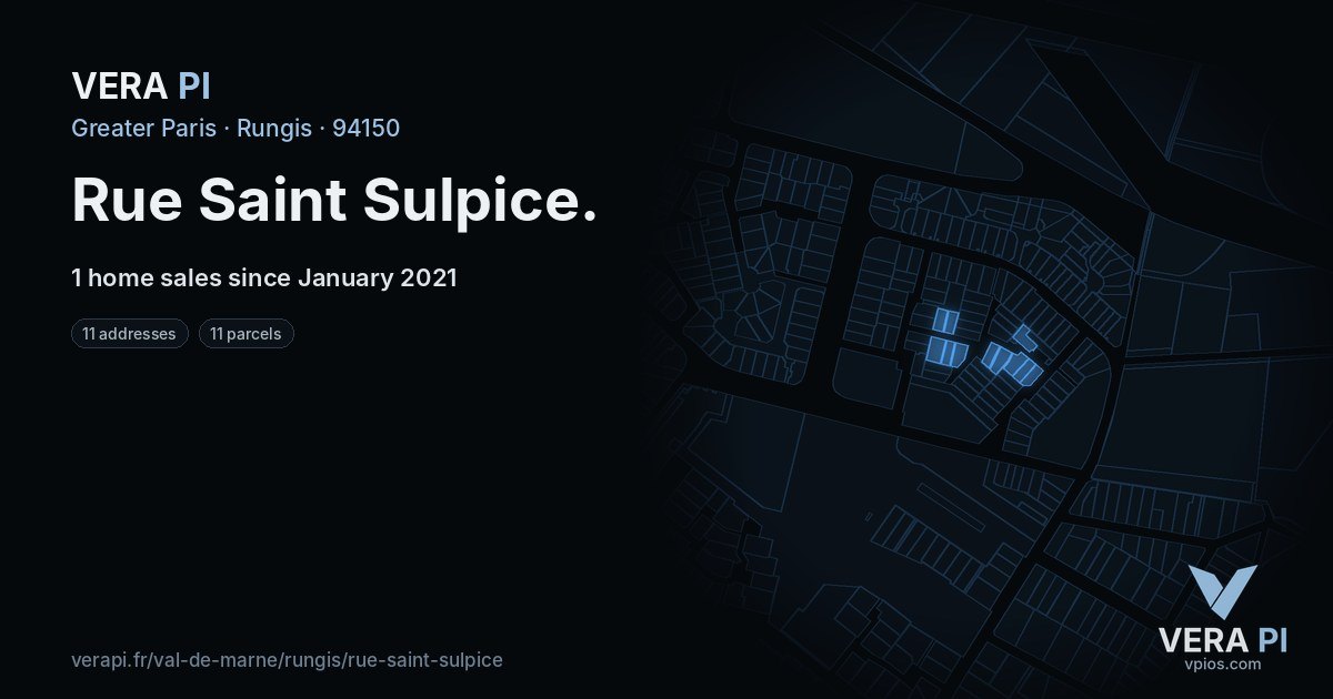 Rue Saint Sulpice, Rungis at night – every parcel coloured by the prices around it, the street's own parcels lit