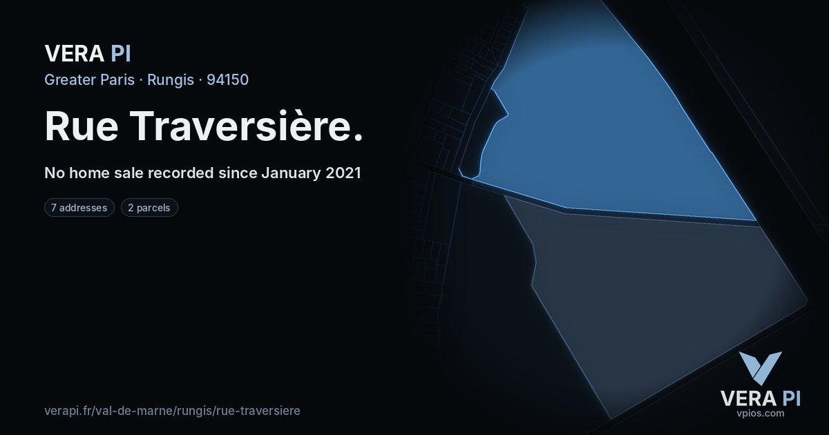 Rue Traversière, Rungis at night – every parcel coloured by the prices around it, the street's own parcels lit