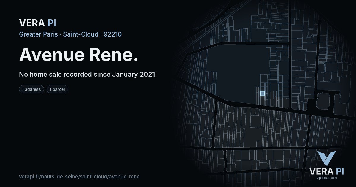 Avenue Rene, Saint-Cloud at night – every parcel coloured by the prices around it, the street's own parcels lit