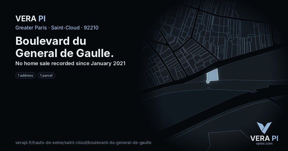 Boulevard du General de Gaulle, Saint-Cloud at night – every parcel coloured by the prices around it, the street's own parcels lit