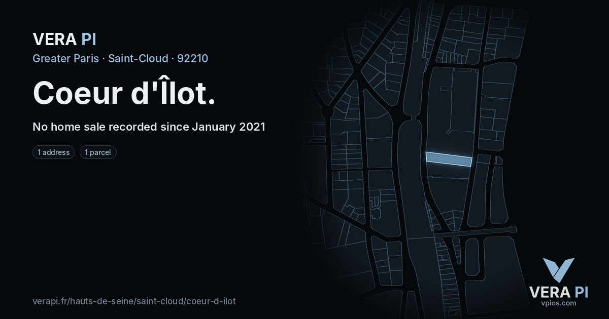 Coeur d'Îlot, Saint-Cloud at night – every parcel coloured by the prices around it, the street's own parcels lit