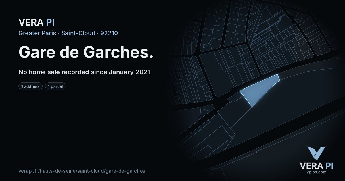 Gare de Garches, Saint-Cloud at night – every parcel coloured by the prices around it, the street's own parcels lit