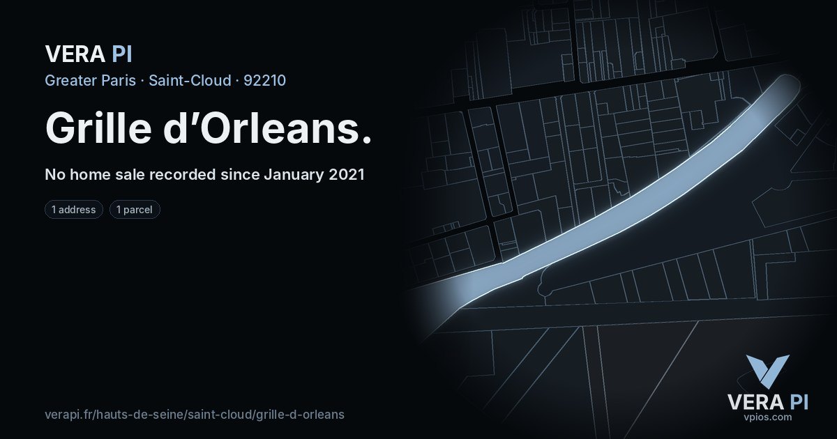 Grille d’Orleans, Saint-Cloud at night – every parcel coloured by the prices around it, the street's own parcels lit