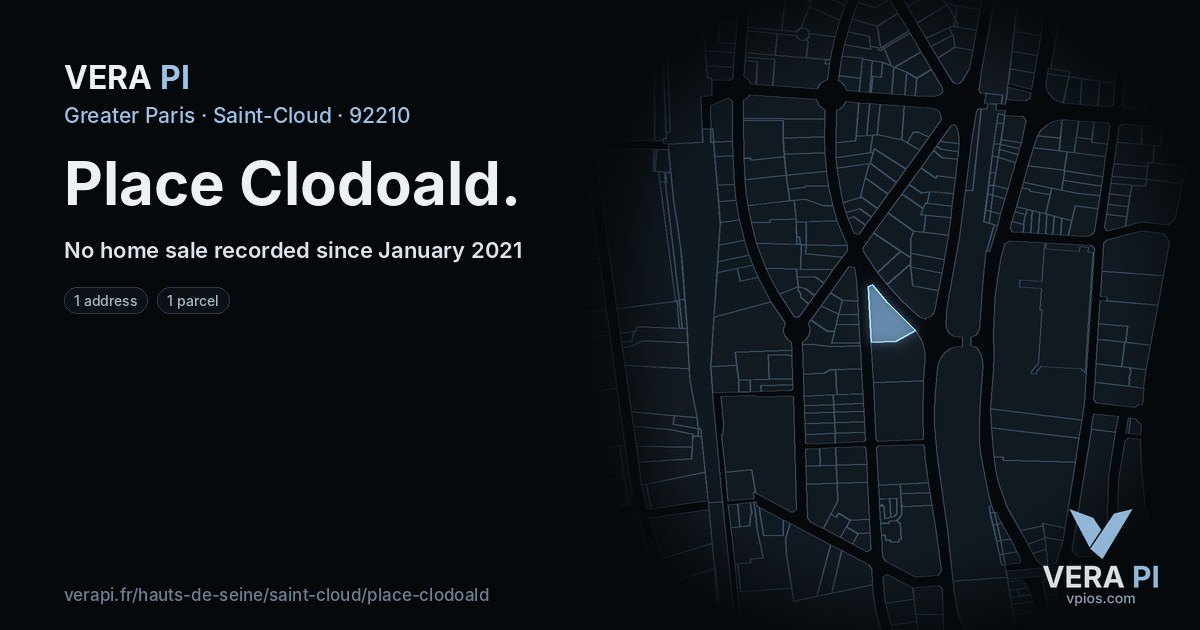 Place Clodoald, Saint-Cloud at night – every parcel coloured by the prices around it, the street's own parcels lit