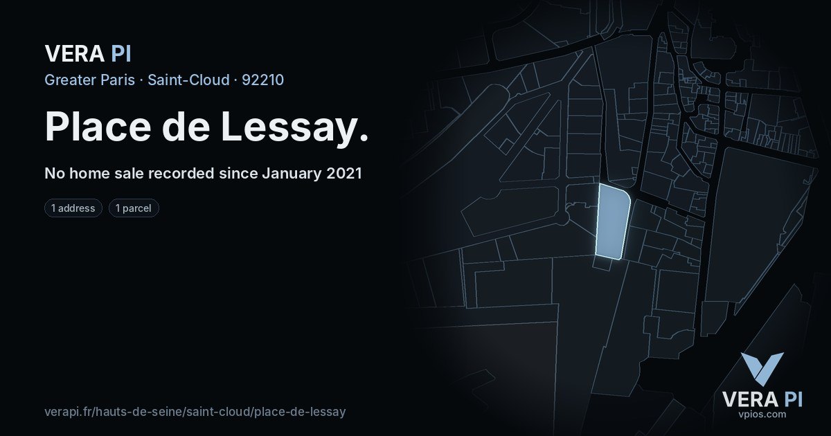Place de Lessay, Saint-Cloud at night – every parcel coloured by the prices around it, the street's own parcels lit