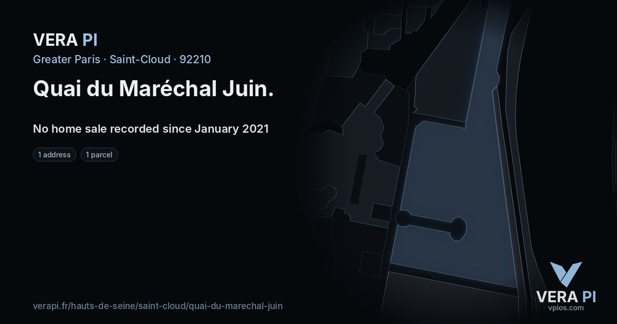 Quai du Maréchal Juin, Saint-Cloud at night – every parcel coloured by the prices around it, the street's own parcels lit