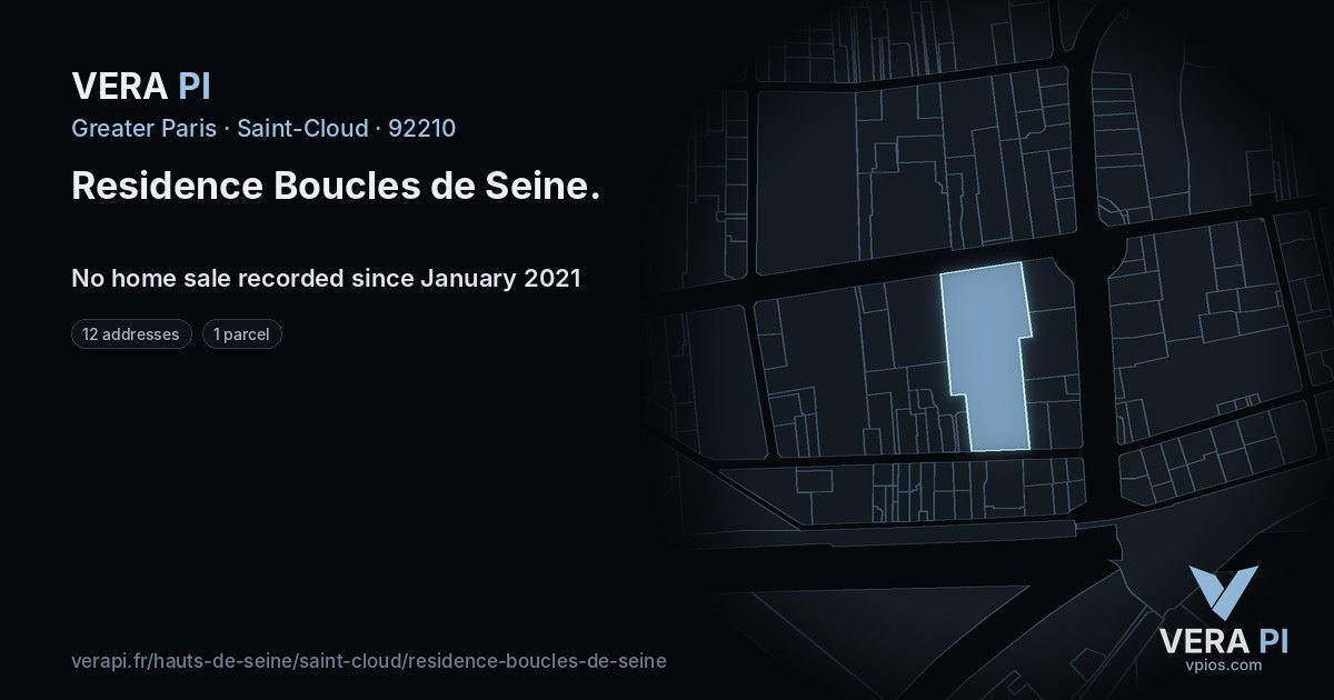 Residence Boucles de Seine, Saint-Cloud at night – every parcel coloured by the prices around it, the street's own parcels lit