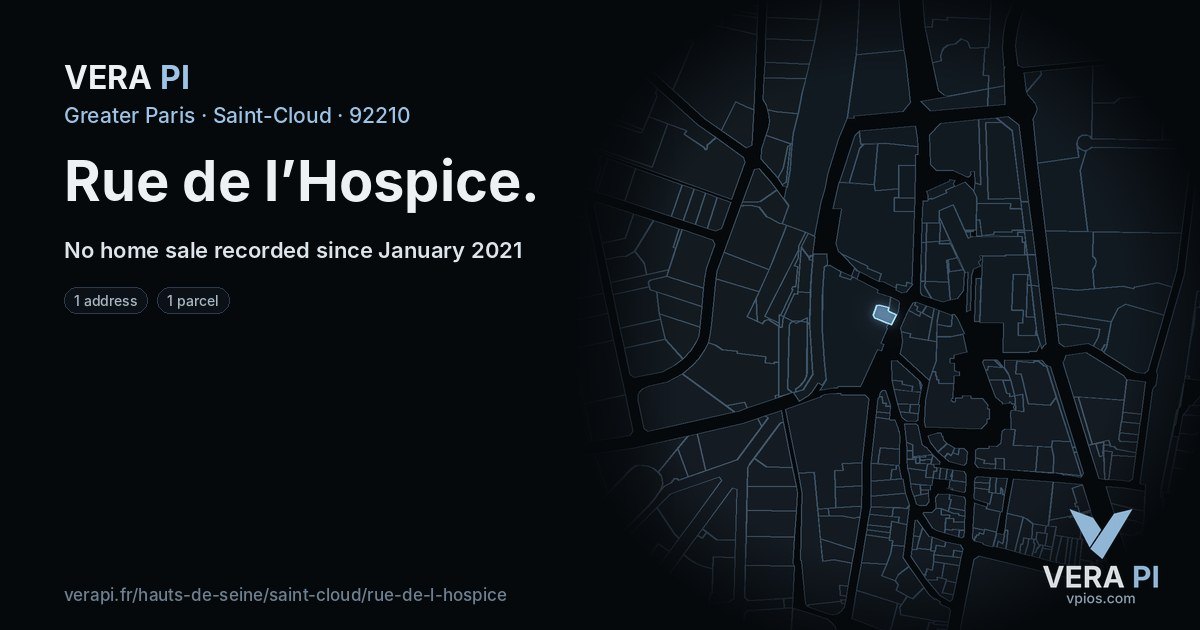 Rue de l’Hospice, Saint-Cloud at night – every parcel coloured by the prices around it, the street's own parcels lit