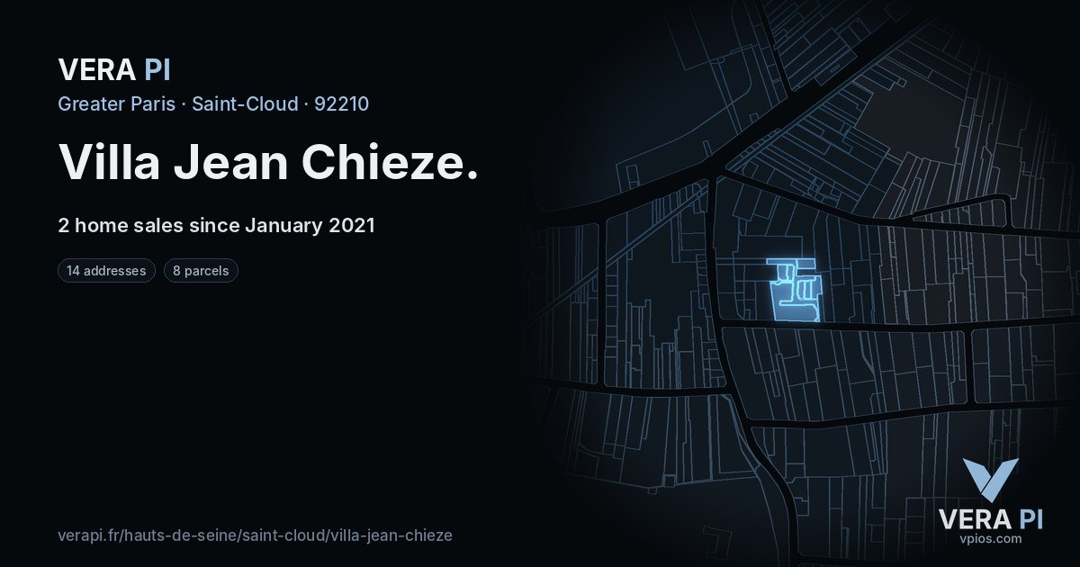 Villa Jean Chieze, Saint-Cloud at night – every parcel coloured by the prices around it, the street's own parcels lit